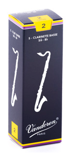 Vandoren Traditional Bass Clarinet Reeds, Strength 2, 5-Pack