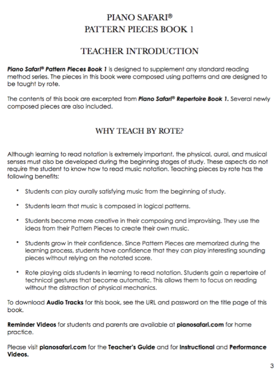 Piano Safari Pattern Pieces 1