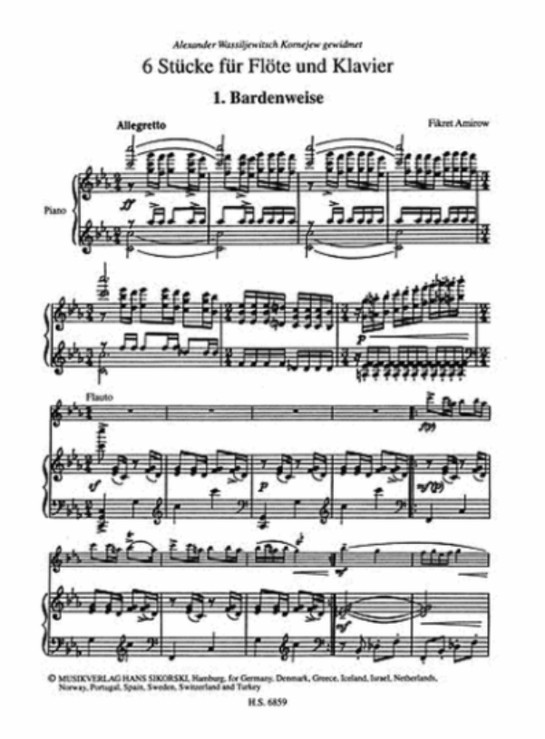 Amirov - 6 Pieces - Flute/Piano Accompaniment Sikorski SIK6859