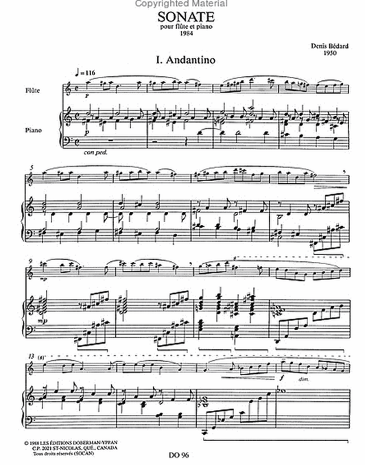 Bedard - Sonata - Flute/Piano Accompaniment Doberman DO096