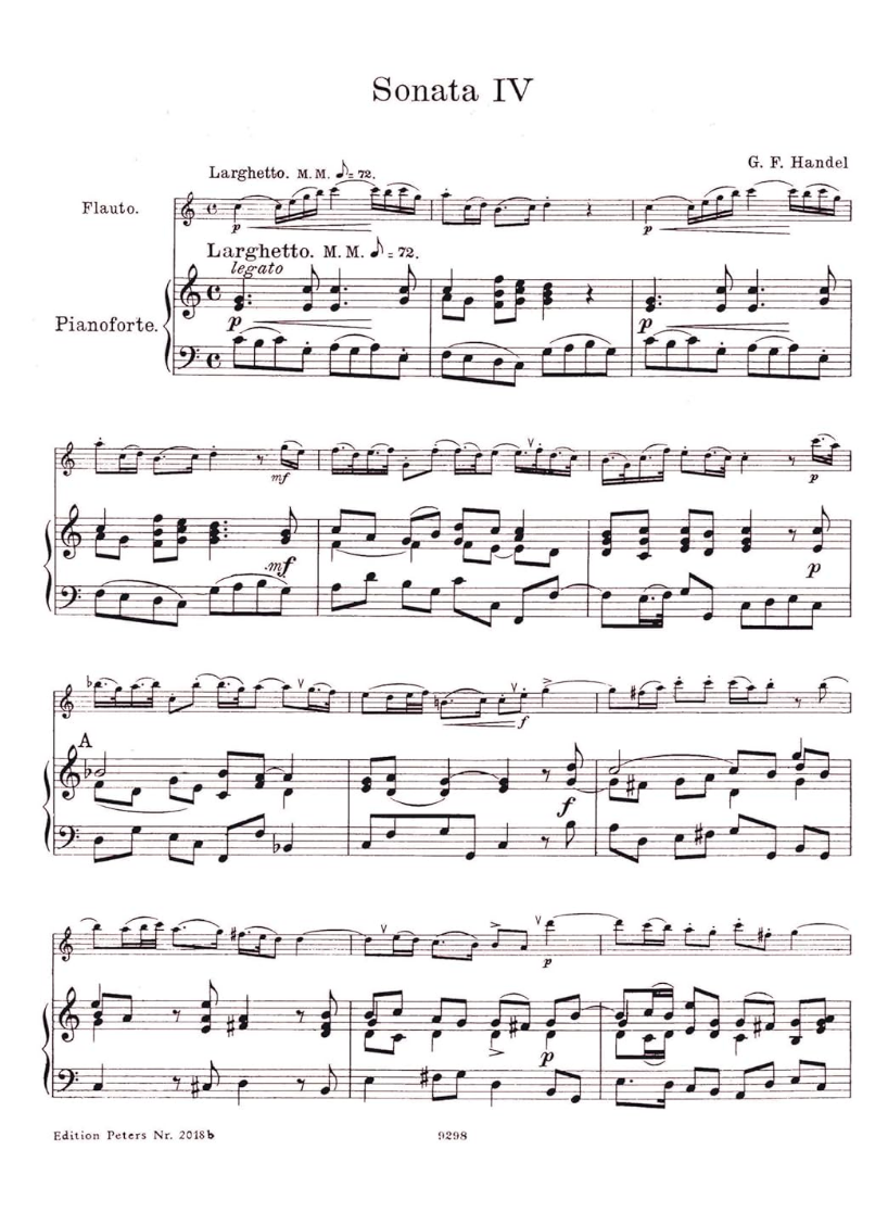 Handel - Sonatas Volume 2 - Flute/Piano Accompaniment Peters EP2018B