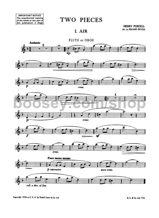 Purcell - 2 Pieces - Flute Boosey & Hawkes BH2000135