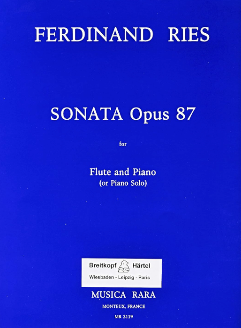 Ries - Sonata in Gmaj Op87 - Flute/Piano Accompaniment Musica Rara MR2119