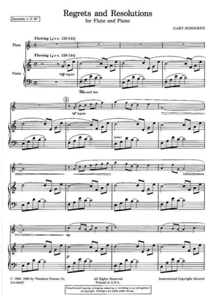 Schocker - Regrets & Resolutions - Flute/Piano Accompaniment Presser 114-40487