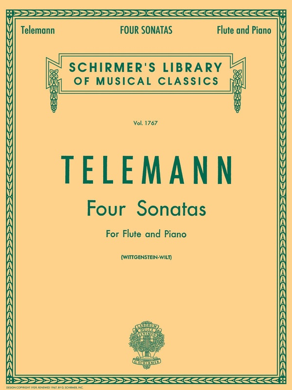 Telemann - 4 Sonatas Lib1767 - Flute/Piano Accompaniment Schirmer 50261540