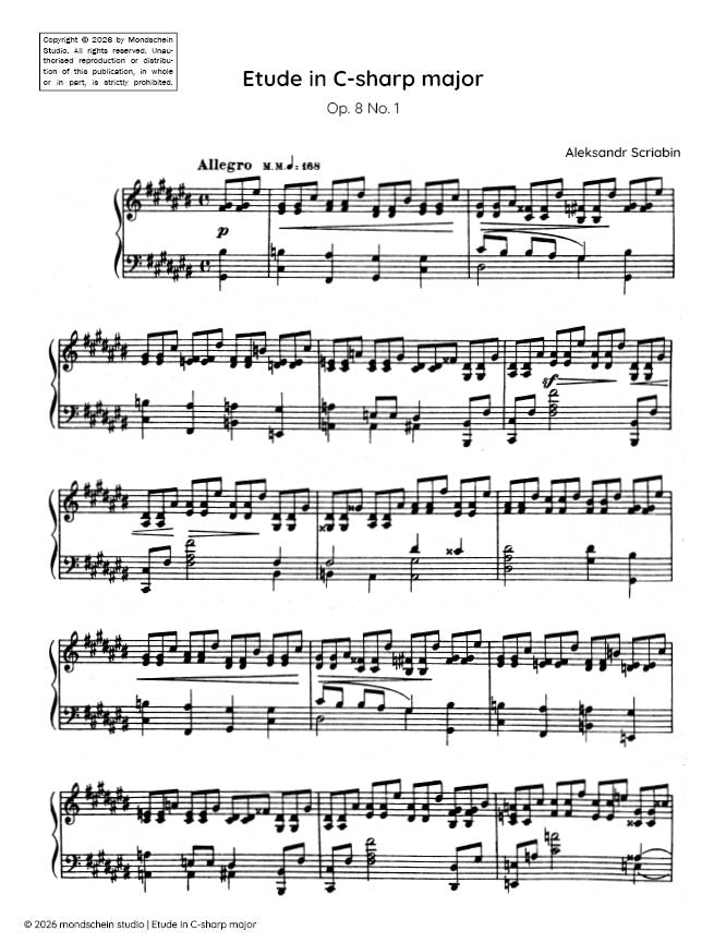 Scriabin - Etude in C-sharp major, Op. 8 No. 1 - Mondschein Studio - Piano (Digital Download)