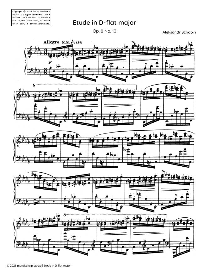 Scriabin - Etude in D-flat major, Op. 8 No. 10 - Mondschein Studio - Piano (Digital Download)