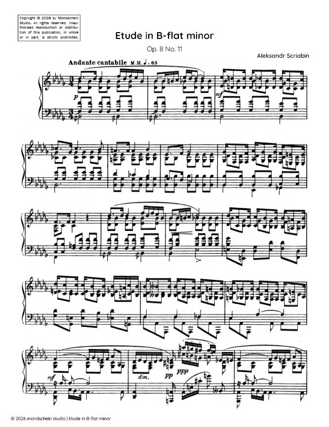 Scriabin - Etude in B-flat minor, Op. 8 No. 11 - Mondschein Studio - Piano (Digital Download)
