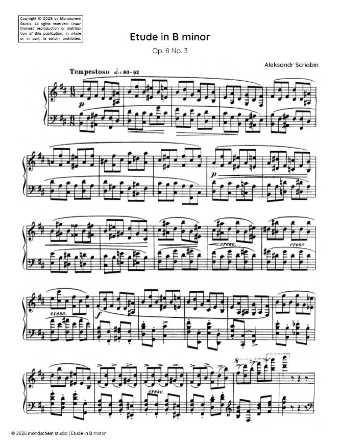 Scriabin - Etude in B minor, Op. 8 No. 3 - Mondschein Studio - Piano (Digital Download)