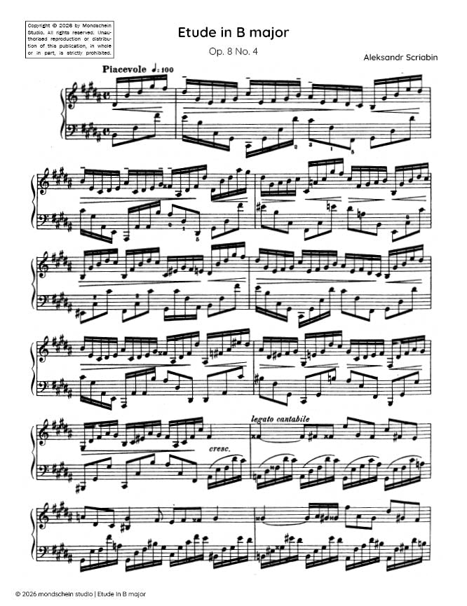 Scriabin - Etude in B major, Op. 8 No. 4 - Mondschein Studio - Piano (Digital Download)