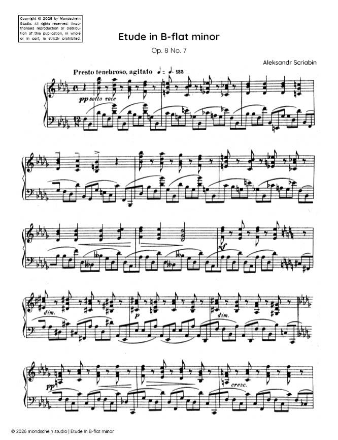 Scriabin - Etude in B-flat minor, Op. 8 No. 7 - Mondschein Studio - Piano (Digital Download)