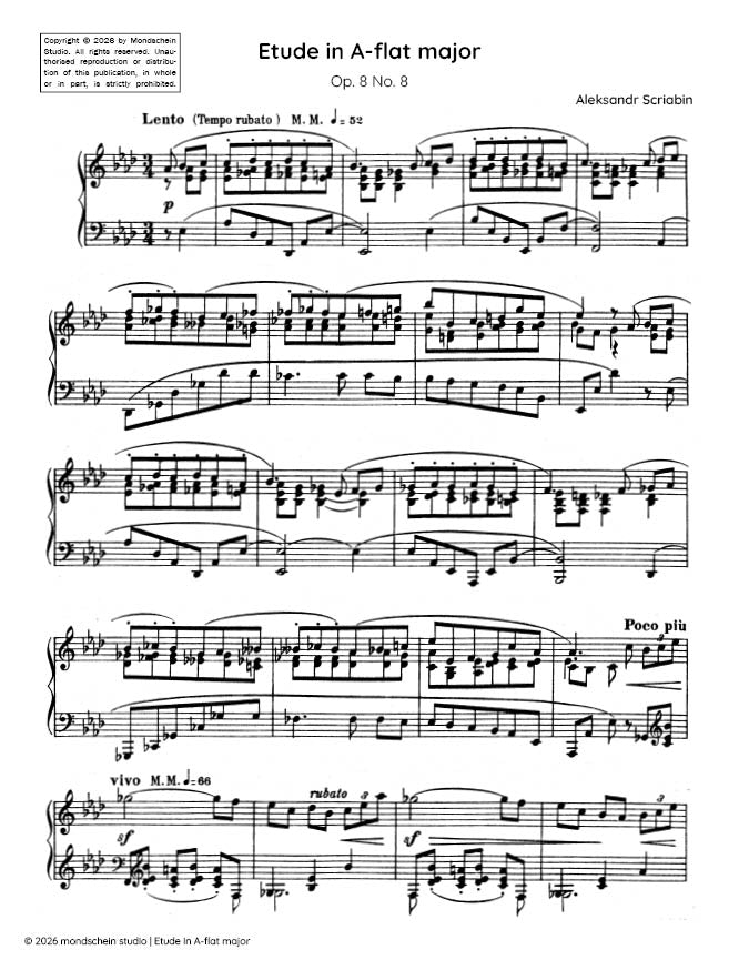 Scriabin - Etude in A-flat major, Op. 8 No. 8 - Mondschein Studio - Piano (Digital Download)