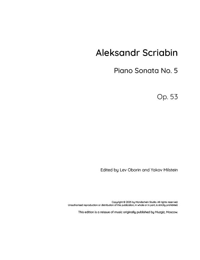 Scriabin - Piano Sonata No. 5, Op. 53 - Mondschein Studio - Piano (Digital Download)