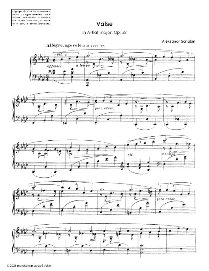 Scriabin - Valse in A-flat major, Op. 38 - Piano (Digital Download)