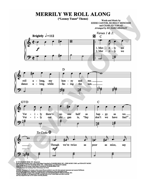 Merrily We Roll Along (Looney Tunes Theme) - Easy Piano (Digital Download)