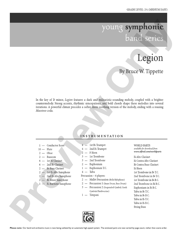Legion - Concert Band Conductor Score & Parts (Digital Download)