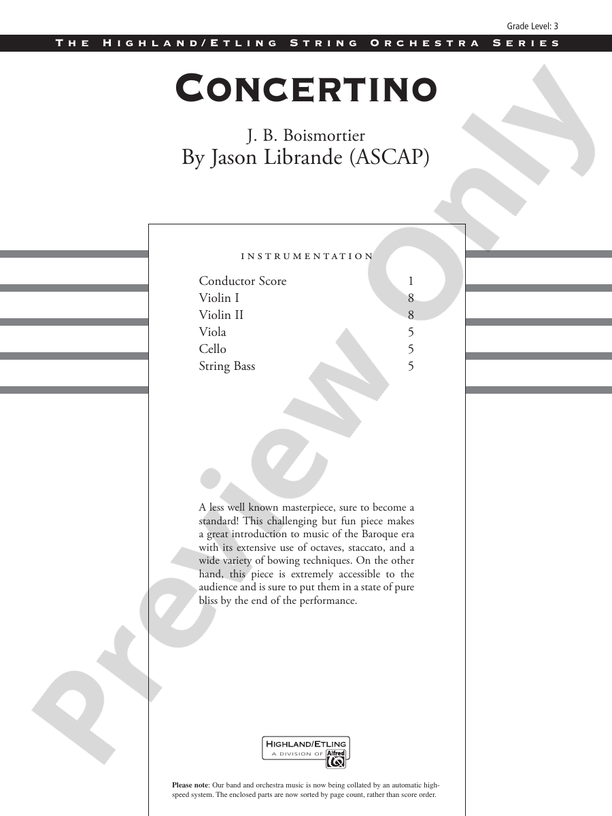 Concertino – String Orchestra Conductor Score & Parts (Digital Download)