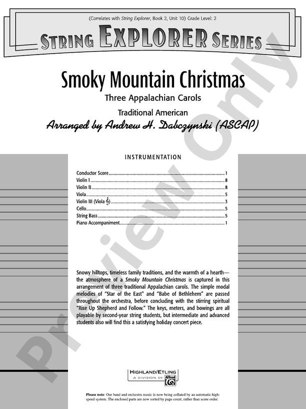 Smoky Mountain Christmas - String Orchestra Conductor Score & Parts (Digital Download)