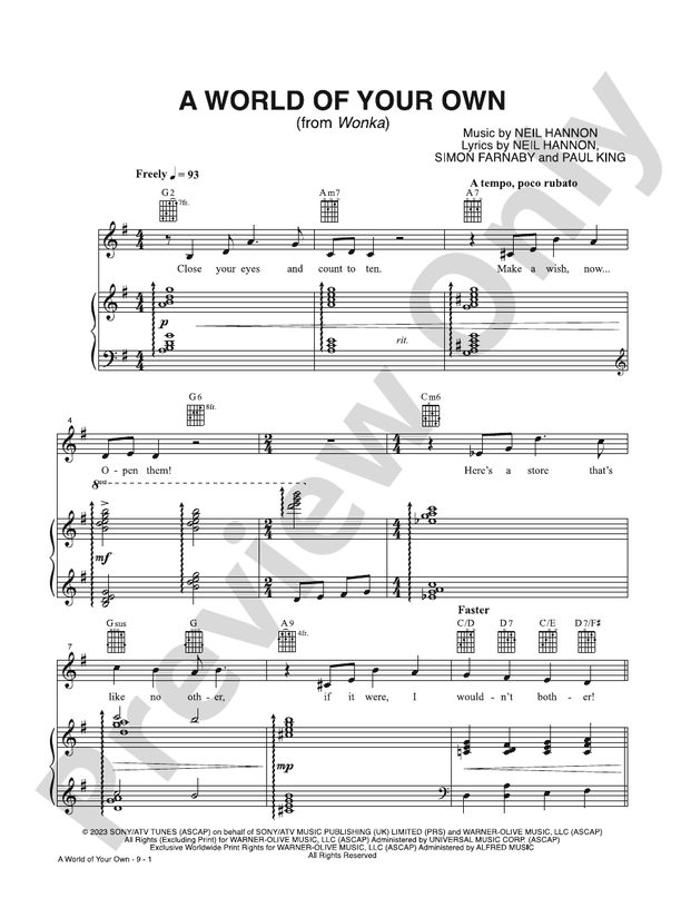 A World of Your Own (from Wonka) - PVG (Digital Download)