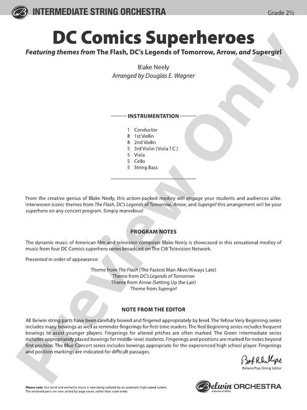 DC Comics Superheroes - String Orchestra Conductor Score & Parts (Digital Download)