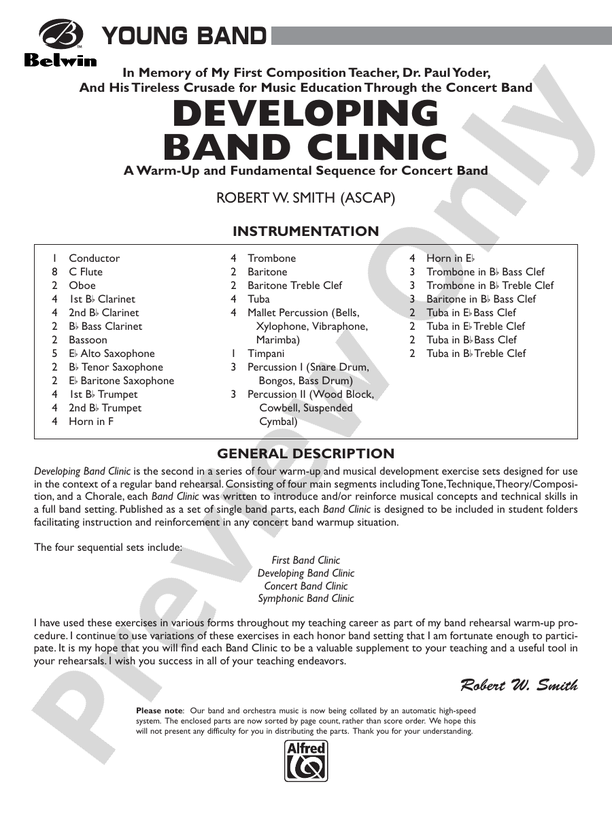 Developing Band Clinic (A Warm-Up and Fundamental Sequence for Concert Band) - Concert Band Conductor Score & Parts (Digital Download)