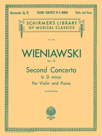 Wieniawski - Concerto #2 Op22 Lib951 - Violin/Piano Accompaniment Schirmer 50257140