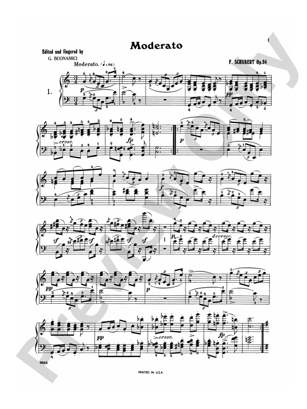 Schubert - Moments Musicaux, Op. 94 - Piano Solo (Digital Download)