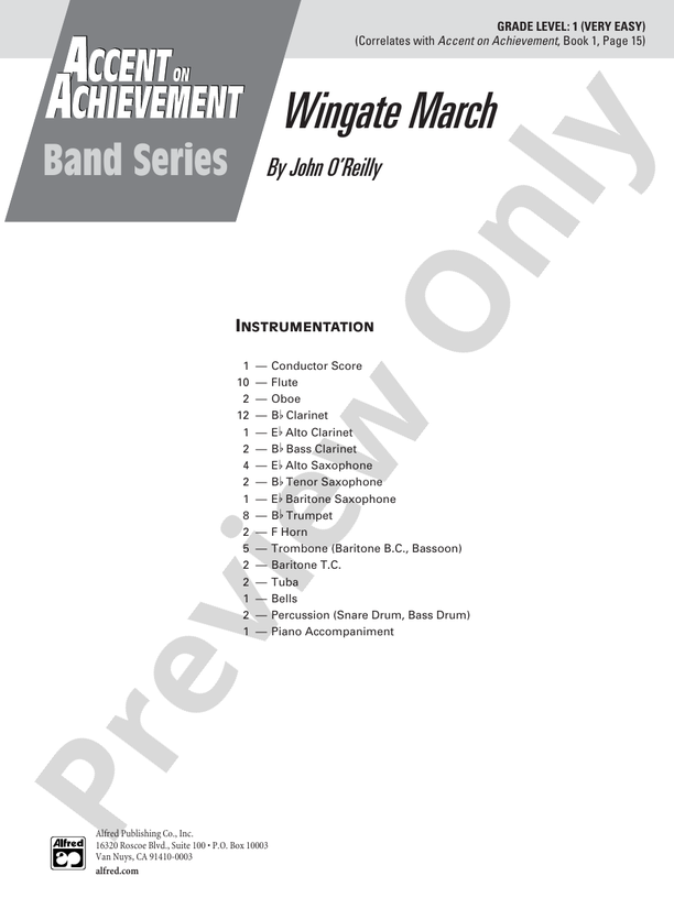 Wingate March - Concert Band Conductor Score & Parts (Digital Download)