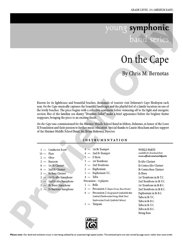 On the Cape - Concert Band Conductor Score & Parts (Digital Download)