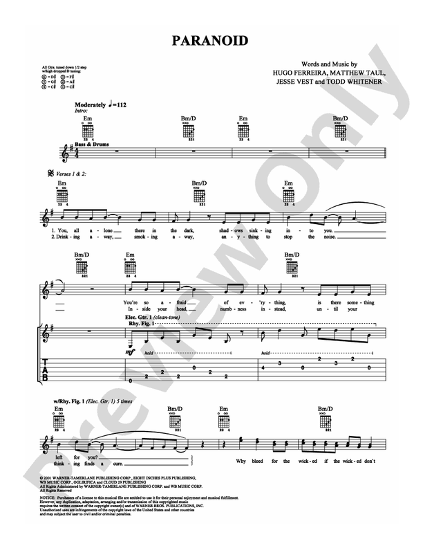 Paranoid - Guitar TAB (Digital Download)