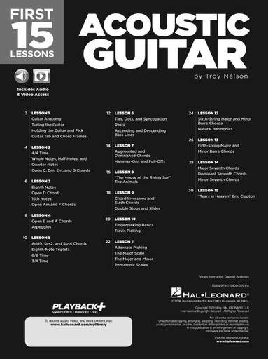 First 15 Lessons - Acoustic Guitar - Guitar Online Media - Hal Leonard