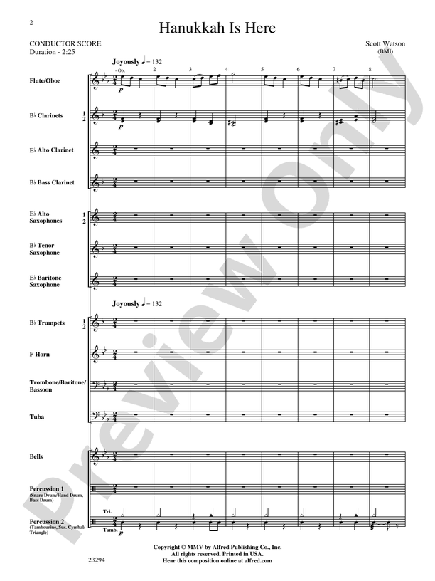 Hanukkah Is Here - Concert Band Conductor Score & Parts (Digital Download)
