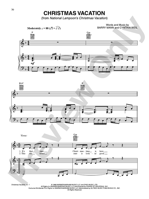 Christmas Vacation - Barry Mann - PVG (Digital Download)