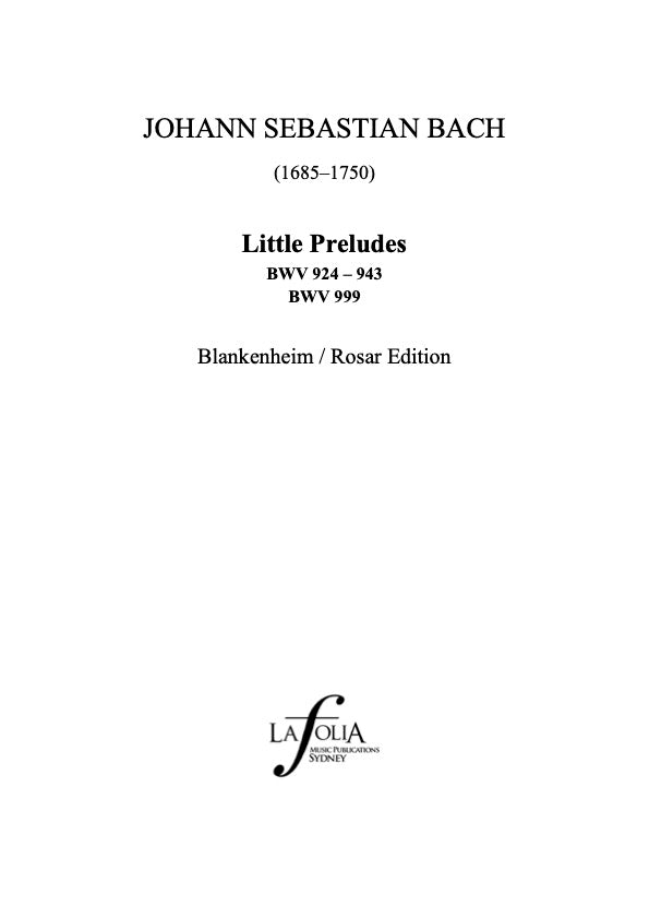 Bach - Little Preludes - Piano Solo Rosar Edition La Folia