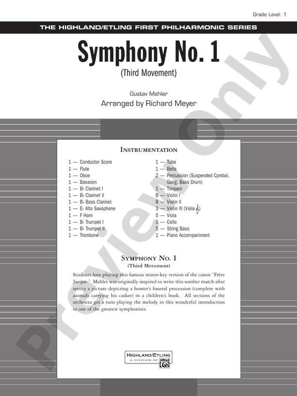 Symphony No. 1, 3rd Movement – Full Orchestra Conductor Score & Parts (Digital Download)