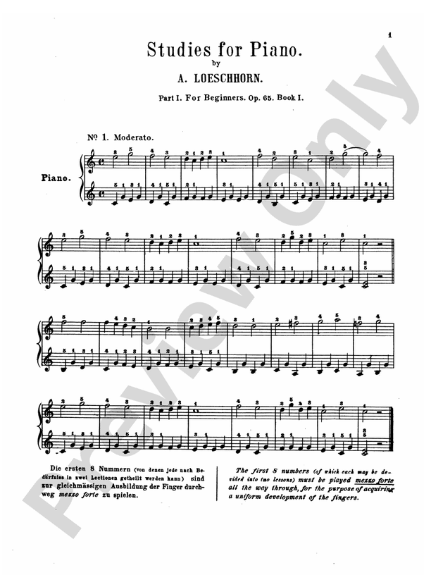 Loeschorn - Studies, Op. 65 - Piano Solo (Digital Download)