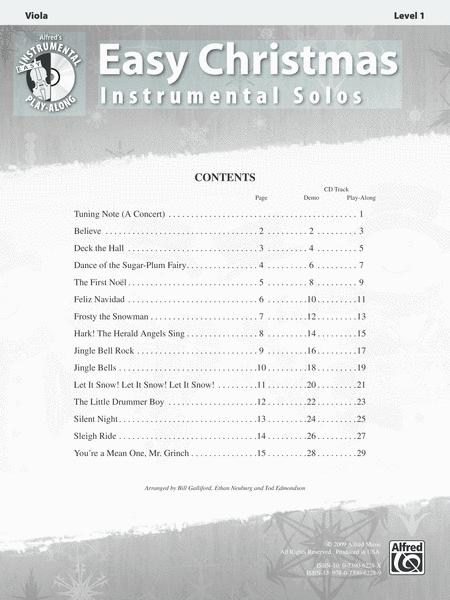 Easy Christmas Instrumental Solos Viola Book/CD