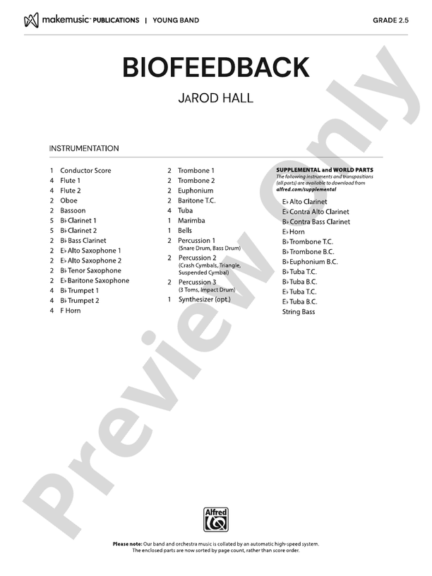 Biofeedback - Concert Band Conductor Score & Parts(Digital Download)