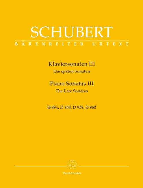 Schubert Piano Sonatas III D894 958 959 960 - Schubert Franz Barenreiter BA9644