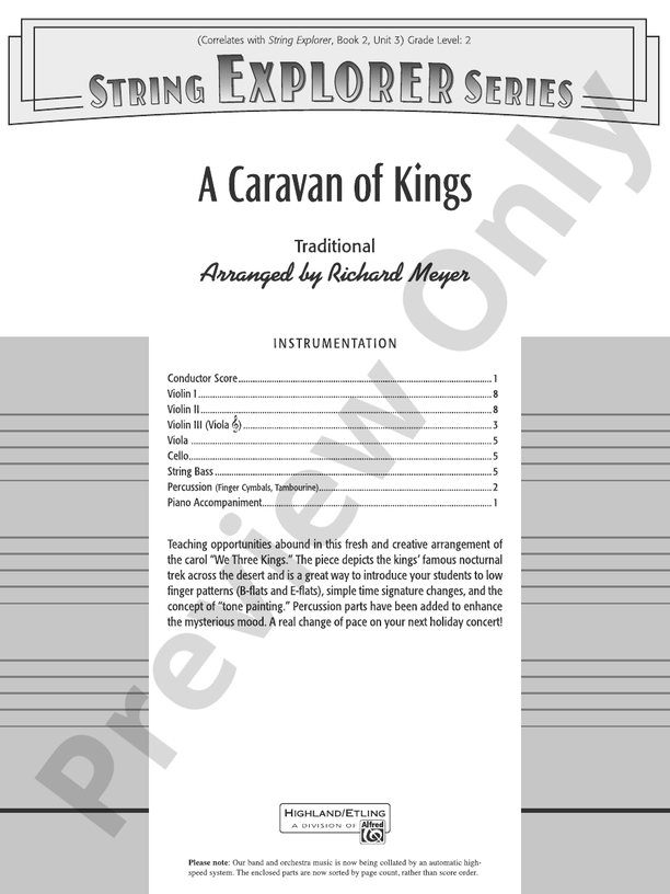 A Caravan of Kings - String Orchestra Conductor Score & Parts (Digital Download)