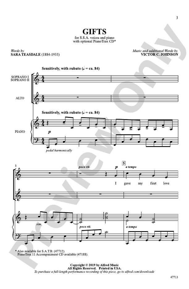 Gifts – SSA Choral Octavo (Digital Download)
