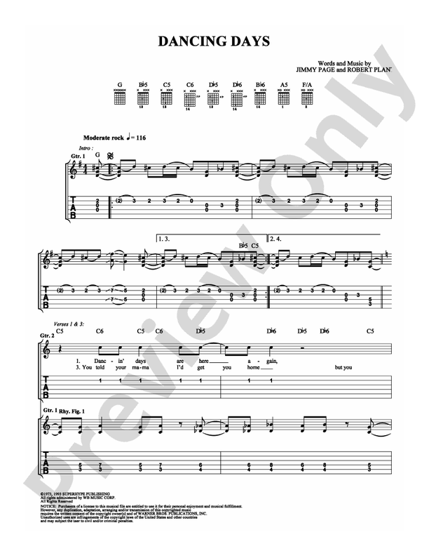 Dancing Days - Easy Guitar (Digital Download)