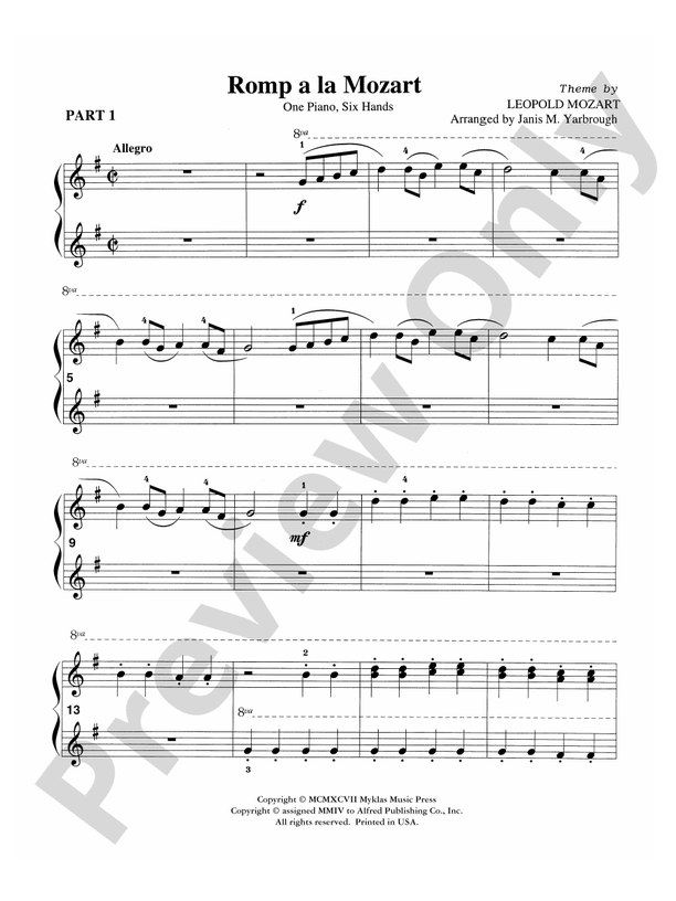 Romp a la Mozart - 1 Piano, 6 Hands (Digital Download)