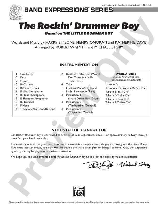 The Rockin' Drummer Boy - Concert Band Conductor Score & Parts (Digital Download)