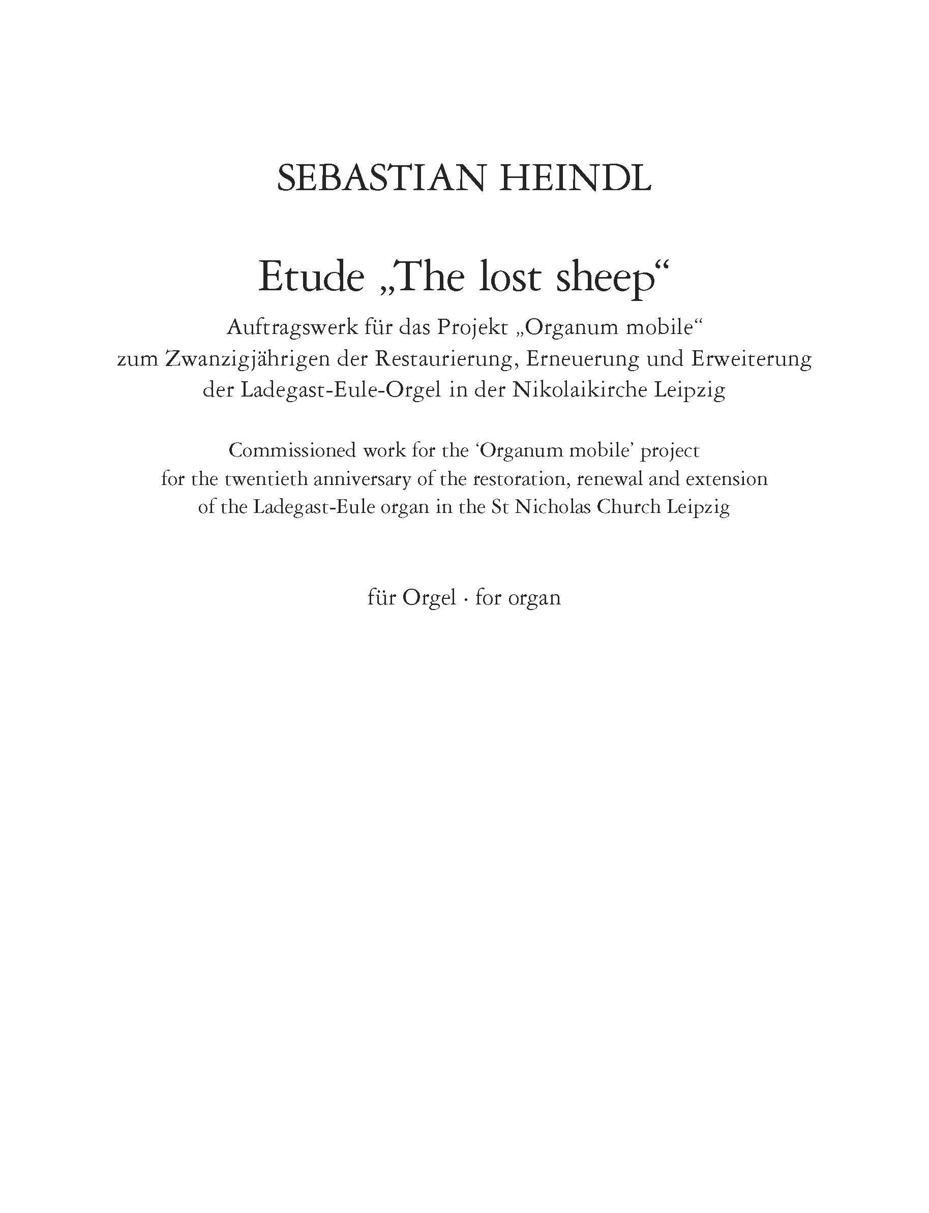 Etude 'The Lost Sheep' - Organ (Digital Download)