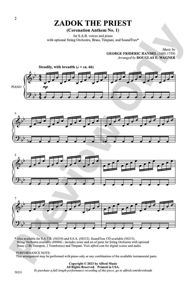 Zadok the Priest - SAB Choral Octavo (Digital Download)