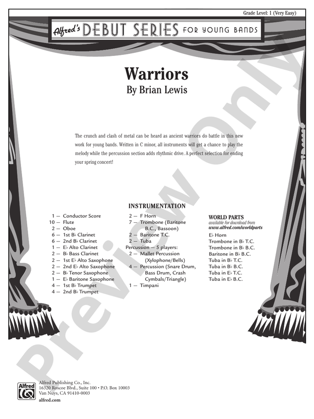 Warriors - Concert Band Conductor Score & Parts (Digital Download)