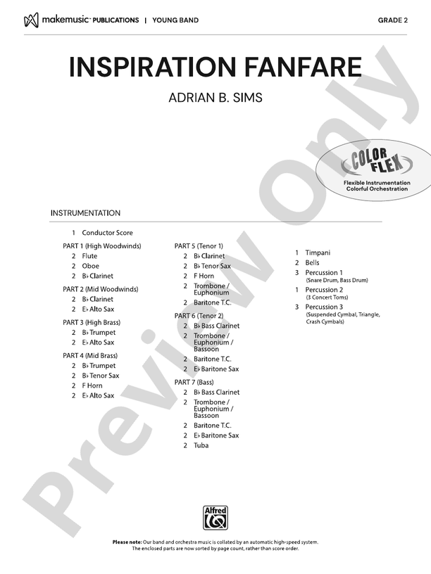 Inspiration Fanfare - Concert Band Conductor Score & Parts (Digital Download)