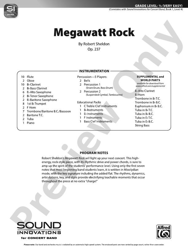 Megawatt Rock - Concert Band Conductor Score & Parts (Digital Download)