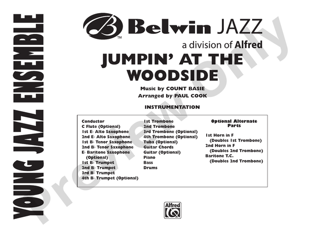 Jumpin' at the Woodside (Arr. Paul Cook) - Jazz Ensemble Conductor Score & Parts (Digital Download)